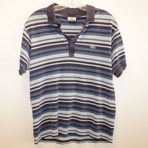 Lacoste Mens Size 4 Blue Stripes Polo